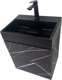Черен мат малък размер ПВЦ водоустойчив шкаф за баня Tito 50 Noir B